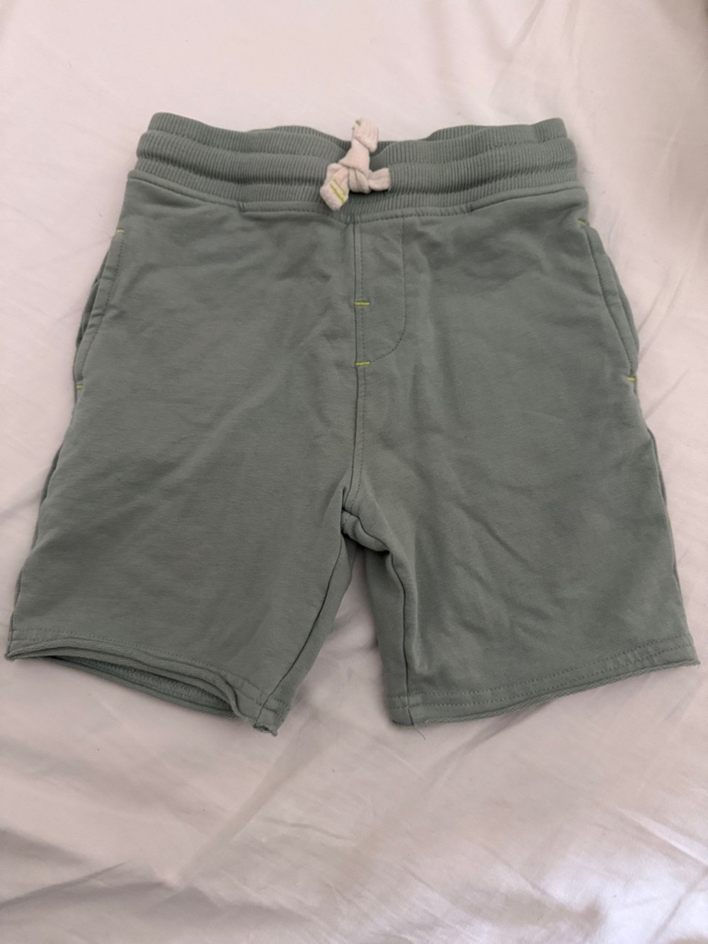 Boys Sage Green Drawstring Knit Shorts